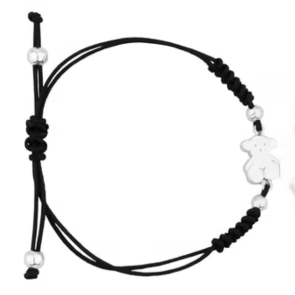 TOUS Silver & Black Adjustable cord Bear Bracelet - Picture 4 of 5